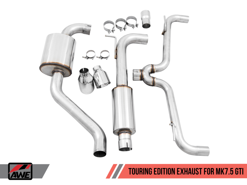 AWE Tuning Volkswagen GTI MK7.5 2.0T Touring Edition Exhaust w/Chrome Silver Tips 102mm.