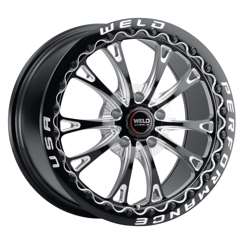Weld S908 Belmont Drag Beadlock Wheel 18X10 5X115 ET30 BS6.70 Gloss Black MIL Dia 78.1 (78.1)