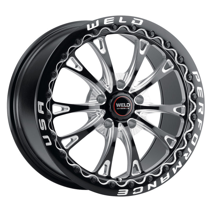 Weld S908 Belmont Drag Beadlock Wheel 18X10 5X115 ET30 BS6.70 Gloss Black MIL Dia 78.1 (78.1)