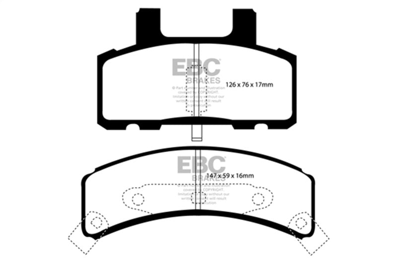 EBC Yellowstuff Front Brake Pads for 97-99 Cadillac Deville 4.6 Rear Drums - OneFastShop