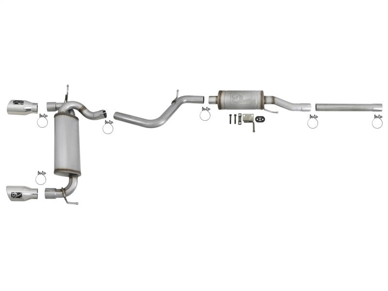 aFe Rebel Series 2.5in 409 SS Cat-Back Exhaust with Polished Tips for Jeep Wrangler (JK) V6 3.6L/3.8L - OneFastShop