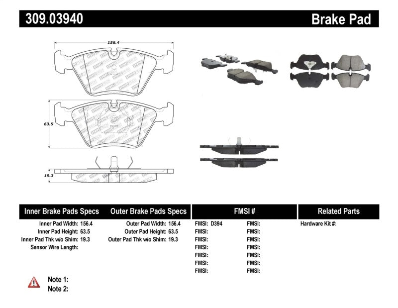 Stoptech Front Brake Pads for 95-99 BMW M3, 01-07 M3 E46, 89-93 M5, 98-02 Z3 M Series, 93-95 530 - OneFastShop