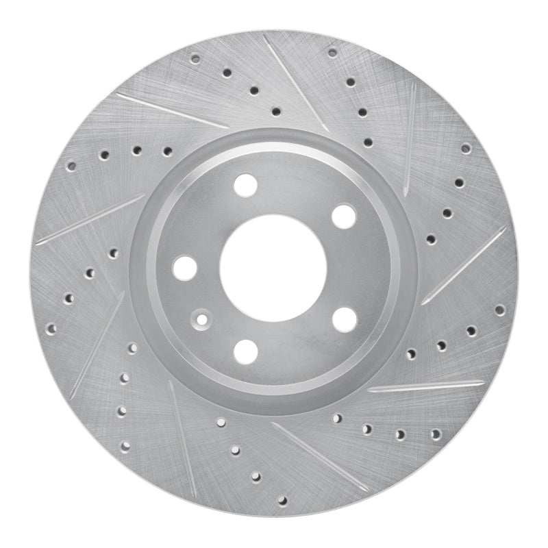 R1 Concepts E-Line Silver Front Right Drilled & Slotted Brake Rotor - Audi A4 / A5 / Q5 2011-2017
