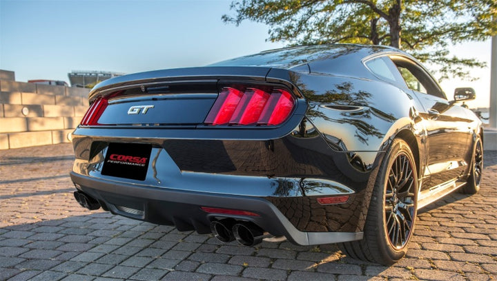 Corsa Cat Back Exhaust Black Quad Tips for 2015-2017 Ford Mustang GT 5.0