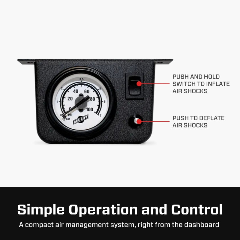 Air Lift Load Controller II with Single Gauge and LPS 5 PSI Min. - Compatible with Various Vehicles
