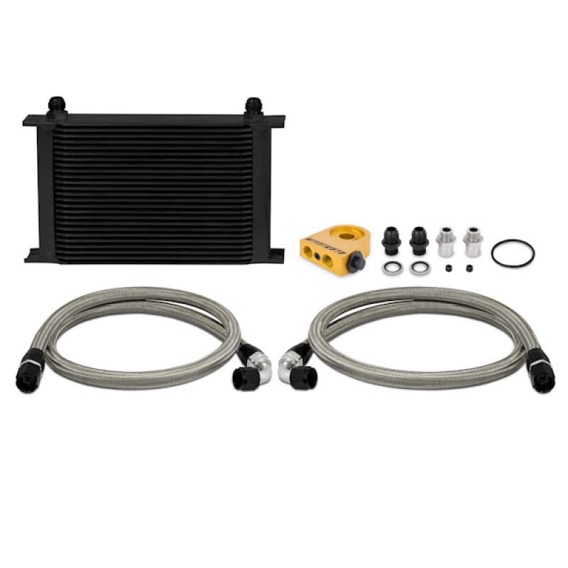 Mishimoto Universal Thermostatic Oil Cooler Kit - 25 Row (Black) for Ford Mustang GT/GT Premium/Bullitt/Mach 1 - OneFastShop