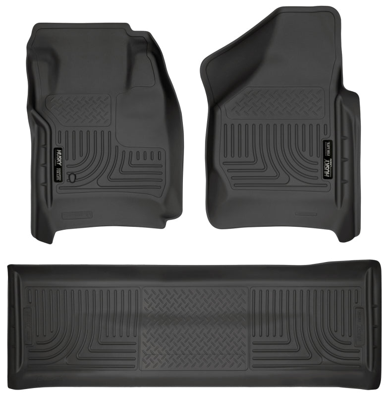 Husky Liners Weatherbeater Combo Black Floor Liners for 08-10 Ford SD Crew Cab (w/o Manual Trans Case) - OneFastShop