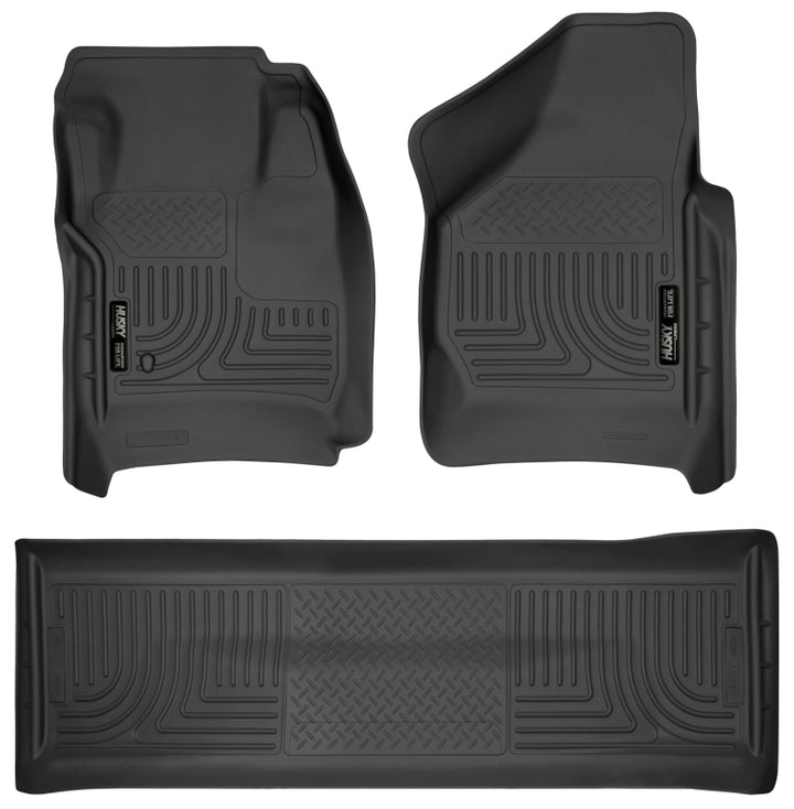 Husky Liners Weatherbeater Combo Black Floor Liners for 08-10 Ford SD Crew Cab (w/o Manual Trans Case) - OneFastShop