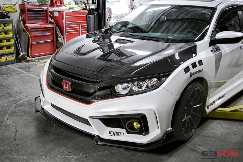 Seibon MR-Style Carbon Fiber Hood for 2016-2017 Honda Civic Coupe/Sedan/Hatchback