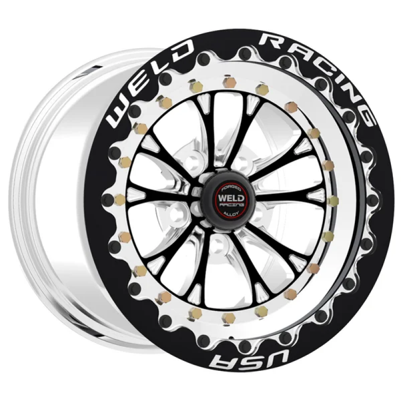 Weld Vitesse Beadlock RT Forged 3-Piece Wheel 17x10 - 5x4.5 +64 - Black Center Polished Shell