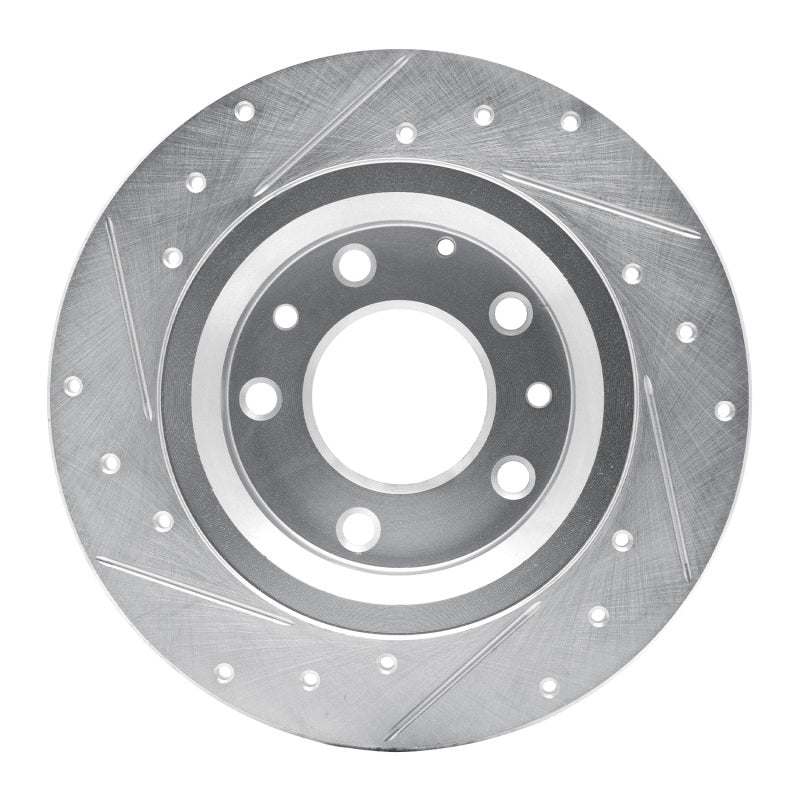 R1 Concepts Drilled & Slotted Rear Right Brake Rotor - Ford Fusion / Mazda MX-5 Miata 1998-2015 - Silver, image 2