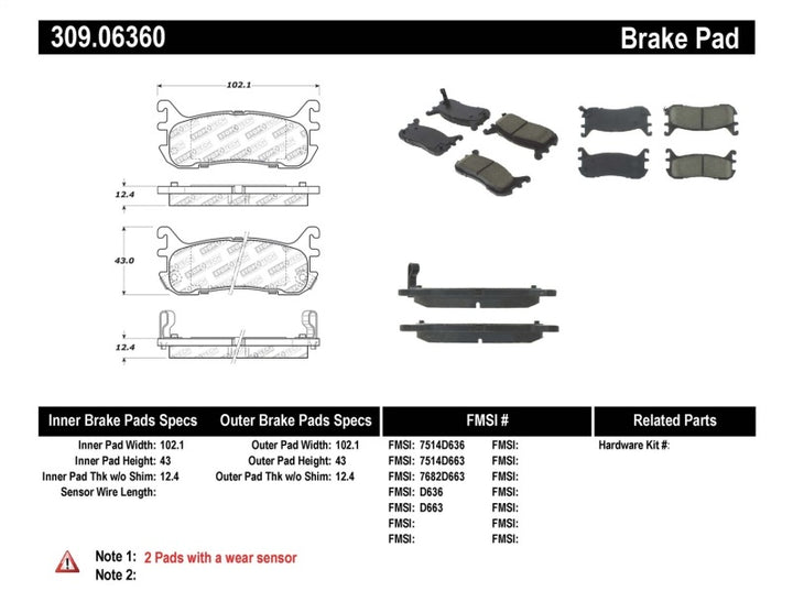 StopTech Performance Rear Brake Pads D636 for 94-97/99-05 Miata with Normal Suspension - OneFastShop