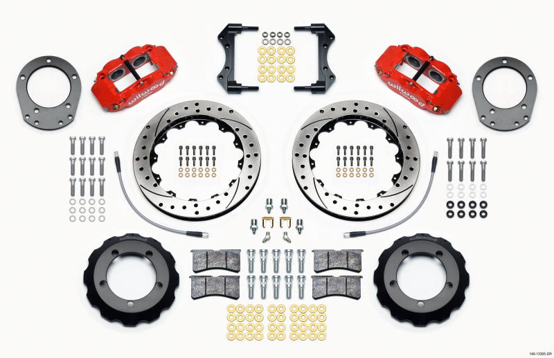 Wilwood Narrow Superlite 4R Front Hat Kit 12.88in Red for 76-77 Ford Bronco Dana 44 with Lines - OneFastShop