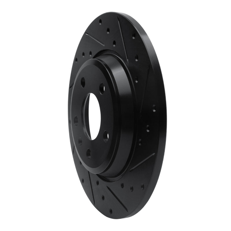 R1 09-25 Audi A4 Rear Right Drilled and Slotted Black Brake Rotor