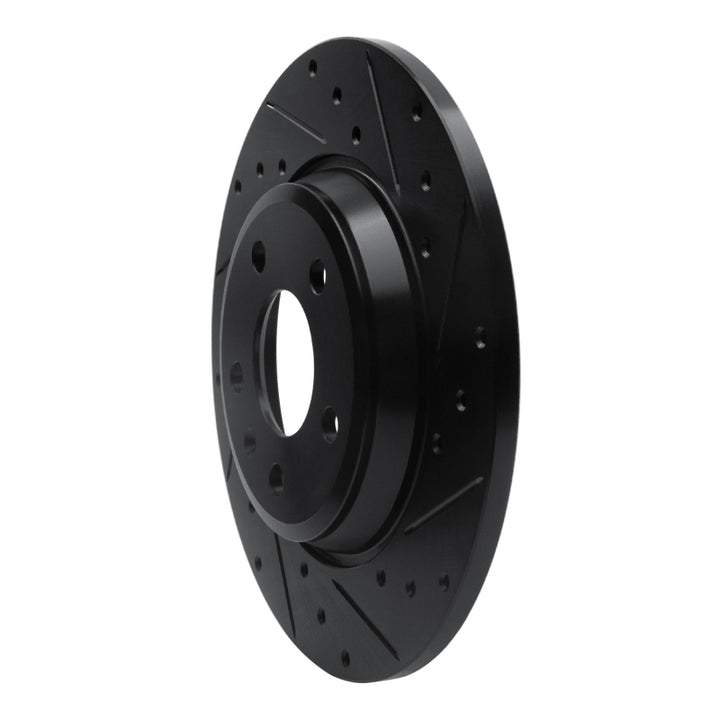 R1 09-25 Audi A4 Rear Right Drilled and Slotted Black Brake Rotor
