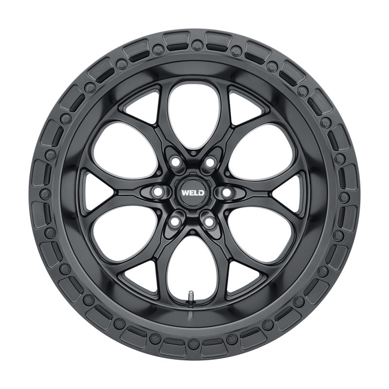 Weld Off-Road W108 20X10 Ledge Wheel 6X139.7 Bolt Pattern ET-18 Backspace 4.75 Satin Black Black Ring (106.1)
