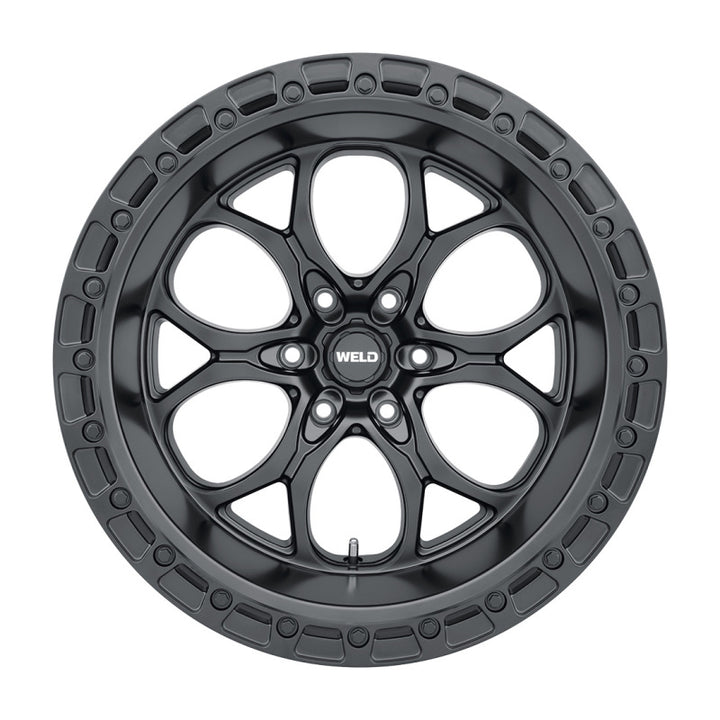 Weld Off-Road W108 20X10 Ledge Wheel 6X139.7 Bolt Pattern ET-18 Backspace 4.75 Satin Black Black Ring (106.1)