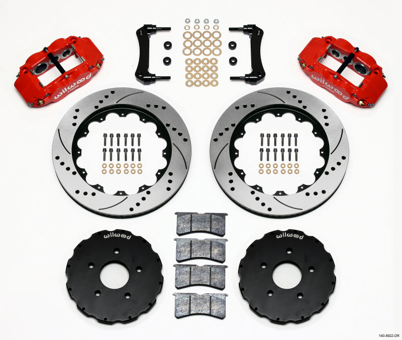 Wilwood Narrow Superlite 6R Front Hat Kit 14in Drill Red 2005-2013 Corvette C6 - OneFastShop