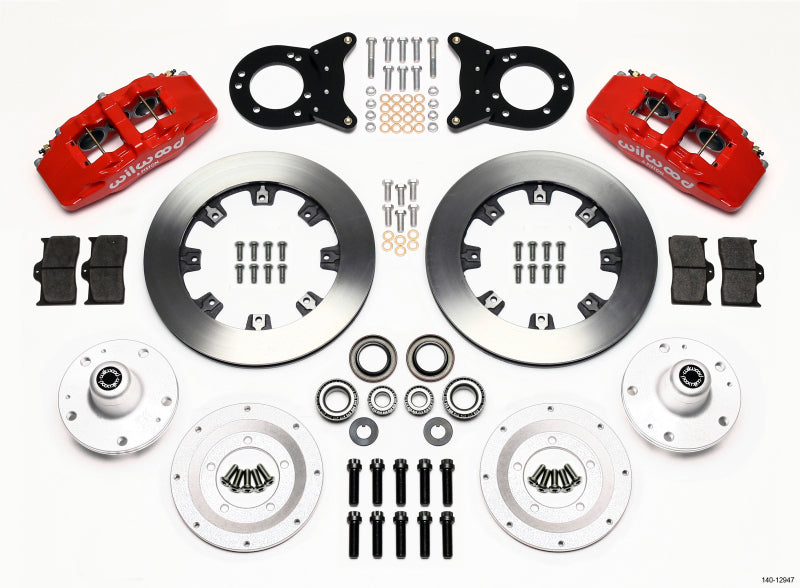 Wilwood Dynapro 6 Front Hub Kit 12.19in Red for 1965-1969 Mustang Disc & Drum Spindle - OneFastShop