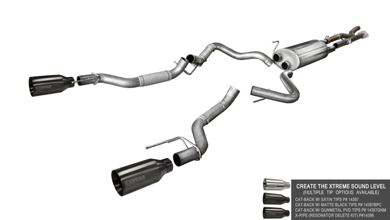 Corsa Performance Muffler Upgrade Kit for 2017-2020 Ford F-150 Raptor 3.5L V6 Super Cab / Super Crew Cab