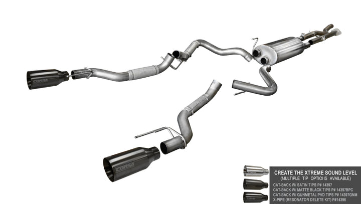 Corsa Performance Muffler Upgrade Kit for 2017-2020 Ford F-150 Raptor 3.5L V6 Super Cab / Super Crew Cab