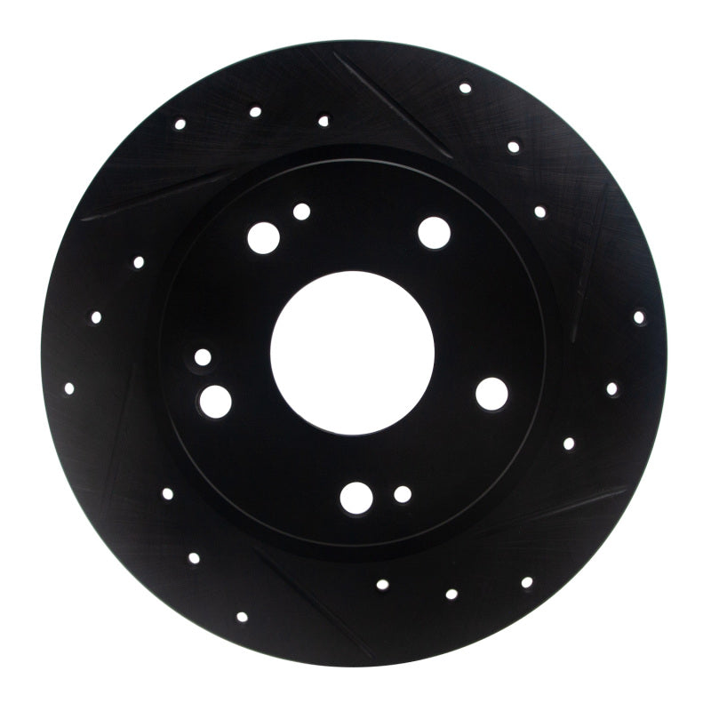 R1 Concepts Rear Right Drilled & Slotted Brake Rotor - Honda Civic / Insight 2016-2026 - Black