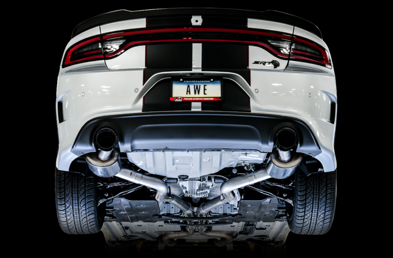 AWE Tuning Non-Resonated Touring Edition Exhaust for 2015+ Dodge Charger 6.4L/6.2L - Diamond Black Tips - OneFastShop