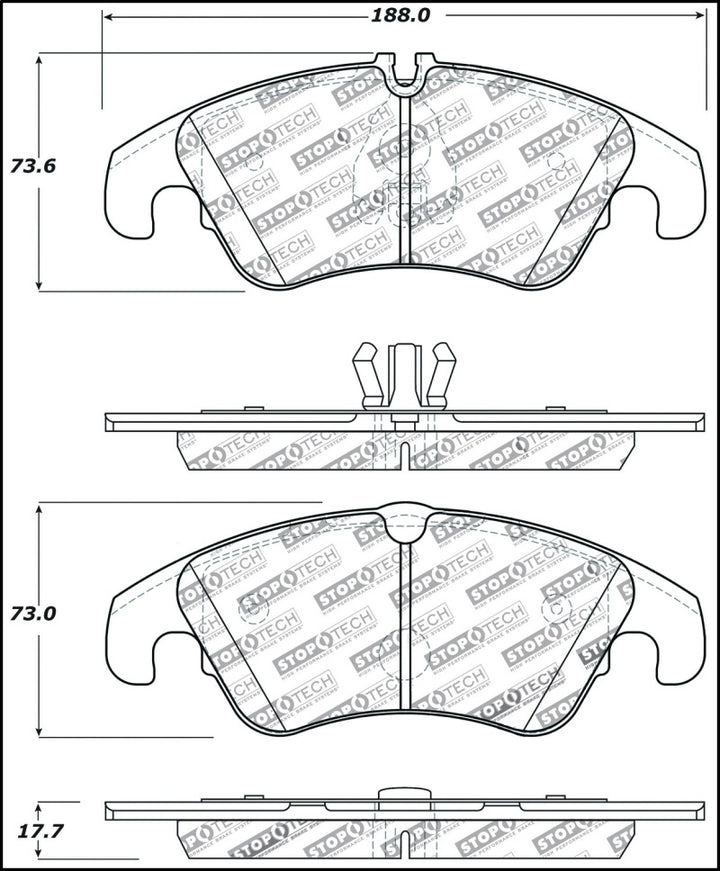 Stoptech Performance Front Brake Pads for 08-10 Audi A5, 10 S4, 09-10 Audi A4 (Except Quattro) - High Heat Resistance and Fade Elimination - OneFastShop