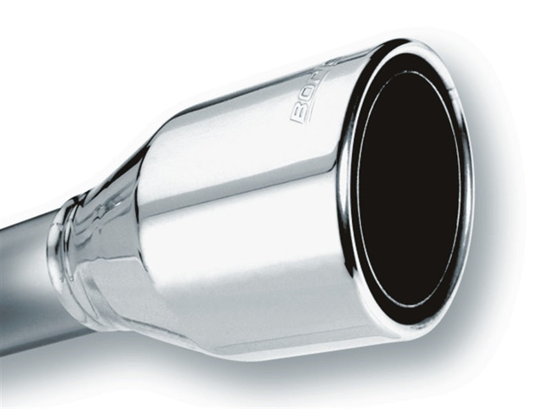 Borla 2.5in Inlet 4.5in Round Rolled Angle Cut Phantom X 7.75in Long Exhaust Tips Universal Fit - OneFastShop