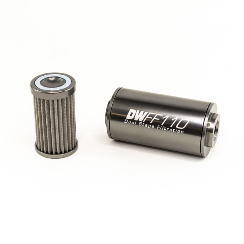 DeatschWerks Stainless Steel 10AN 100 Micron Inline Fuel Filter Housing Kit 110mm