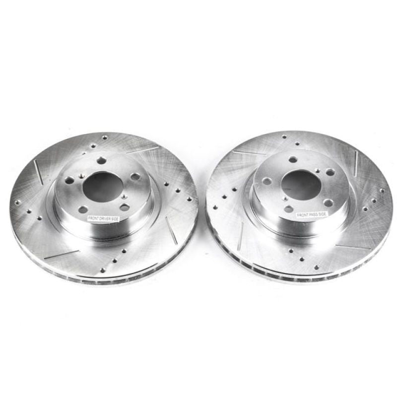 PowerStop Evolution Front Drilled & Slotted Rotors - Subaru Impreza / Legacy 1991-2016 - Pair