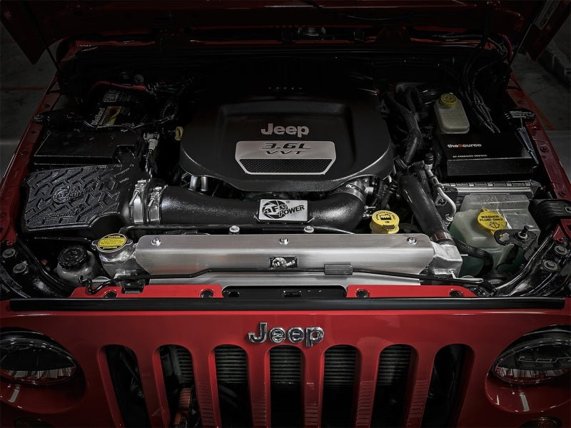 aFe BladeRunner GT Series Bar and Plate Radiator with Black Hoses for 12-18 Jeep Wrangler JK V6 3.6L