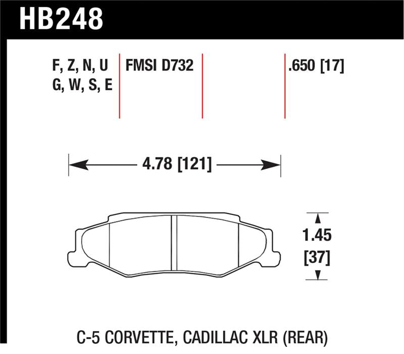 Hawk HT-10 Rear Race Brake Pads - Chevrolet Corvette C5/C6 1997-2013
