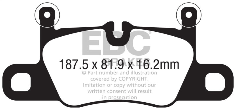 EBC Redstuff Rear Brake Pads for 2016+ Porsche 911 3.0TT Carrera with Cast Iron Rotors