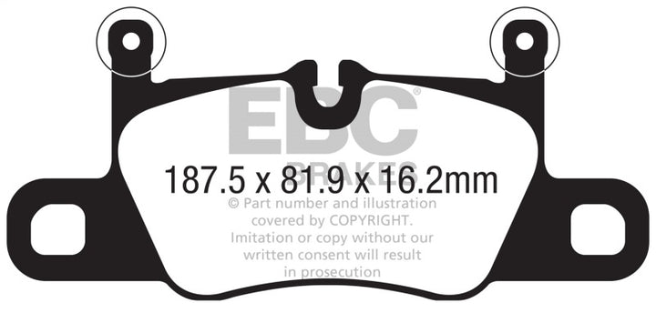EBC Redstuff Rear Brake Pads for 2016+ Porsche 911 3.0TT Carrera with Cast Iron Rotors