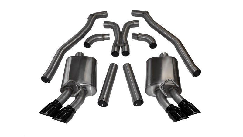 Corsa Black Sport Cat-Back + XO Exhaust for Chevrolet Camaro ZL1 6.2L V8 2012-2015 - OneFastShop