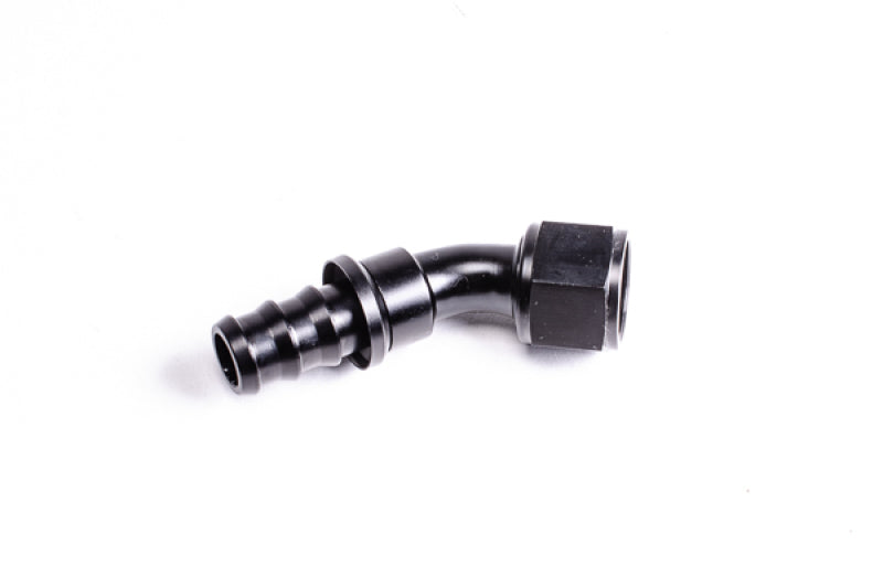 Radium Engineering 45 Degree 8AN Pushlok Hose End Fitting Aluminum Black Anodized
