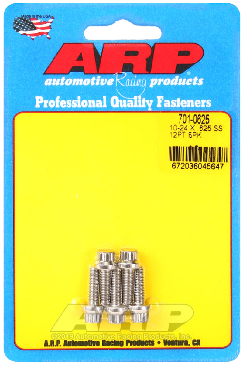 ARP 12-Point Stainless Steel Bolts - 10-24 x 0.625 in - Polished - 5 Pack