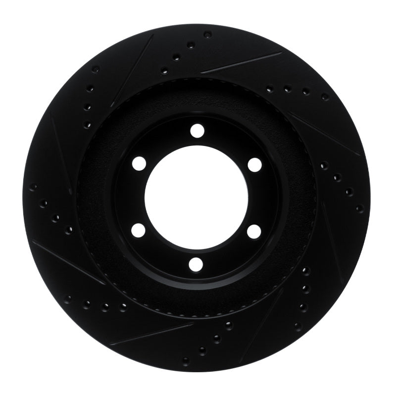 R1 03-09 Lexus GX470 Front Right Drilled and Slotted Black Brake Rotor