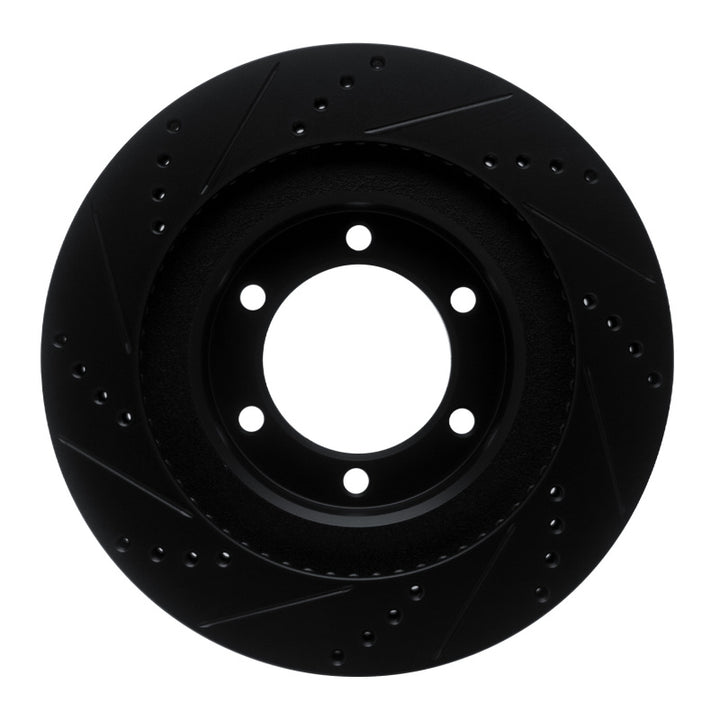 R1 03-09 Lexus GX470 Front Right Drilled and Slotted Black Brake Rotor