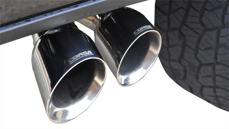 Corsa Polished Sport Single Side Dual 4in Tips CB Exhaust for 15-20 Ford F-150 5.0L V8 - OneFastShop