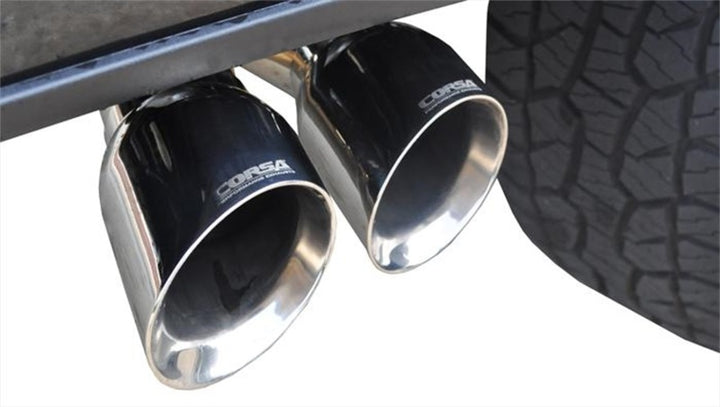 Corsa Polished Sport Single Side Dual 4in Tips CB Exhaust for 15-20 Ford F-150 5.0L V8 - OneFastShop