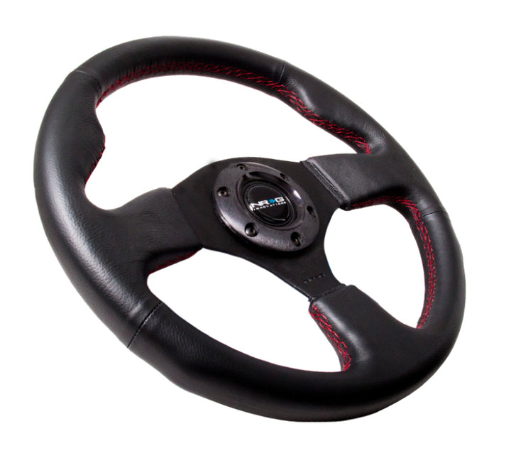 NRG Reinforced Steering Wheel Leather with Red Stitch 320mm - Universal - OneFastShop