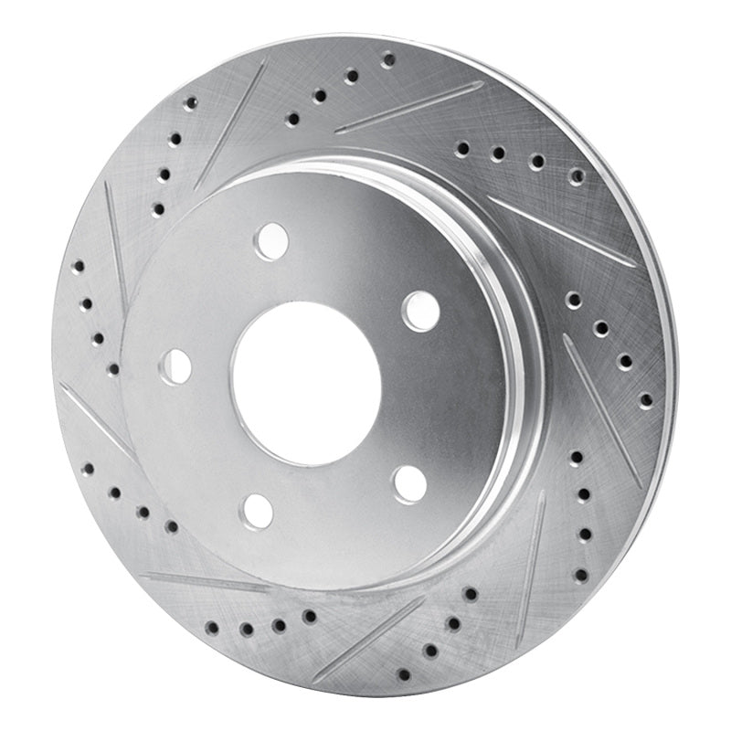 R1 02-24 Dodge Ram 1500 Front Left Drilled and Slotted Silver Brake Rotor