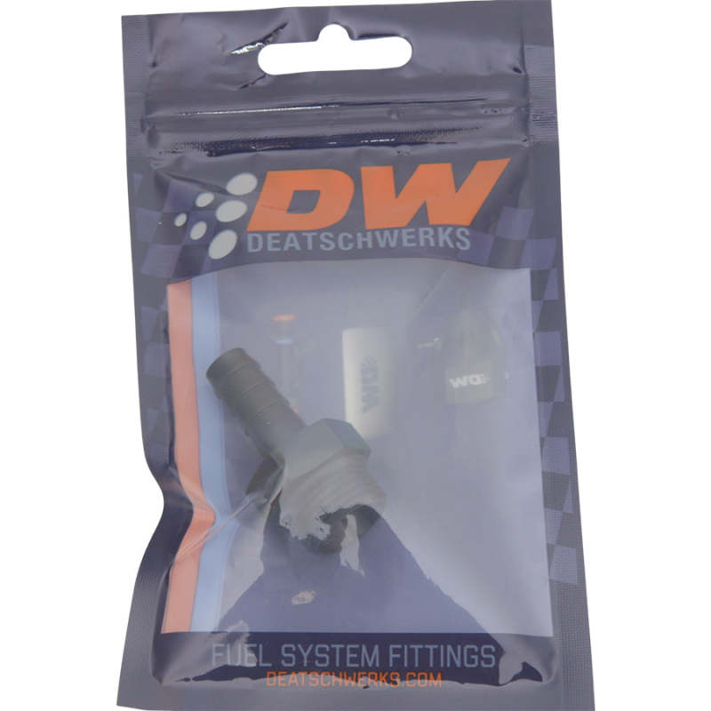 DeatschWerks 8AN ORB Male to 3/8 in. Male Triple Barb Fitting (Incl O-Ring) – Anodized Matte Black