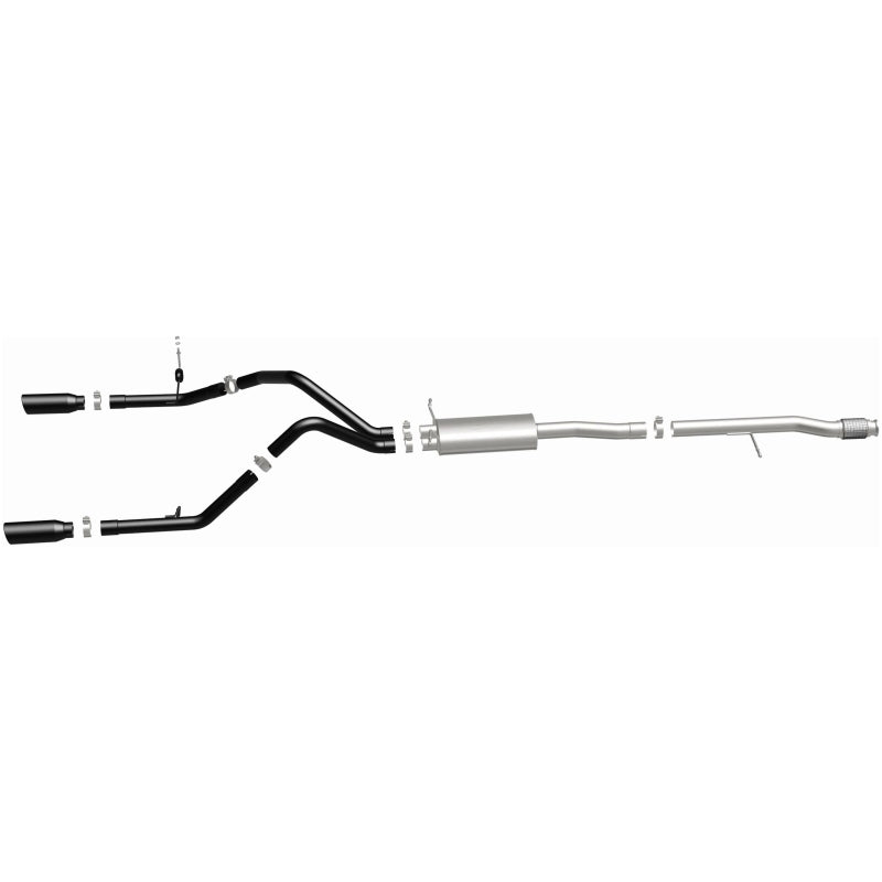 Magnaflow Cat-Back Exhaust 4in Black Dual Split Tips 14-15 Chevy Silverado/GMC Sierra 4.3L-5.3L - OneFastShop