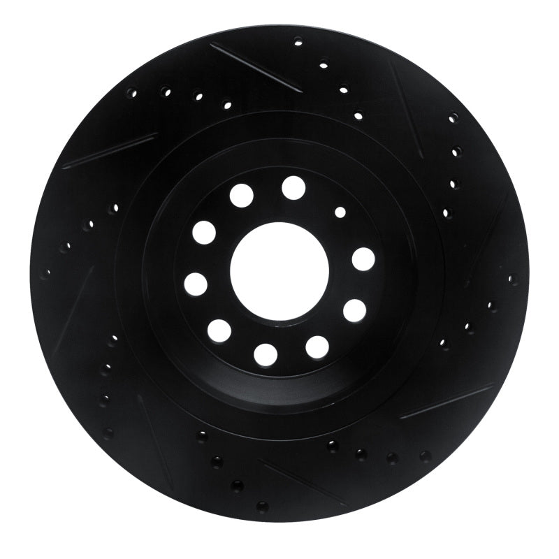 R1 15-25 Volkswagen GTI Rear Left Drilled And Slotted Black Brake Rotor