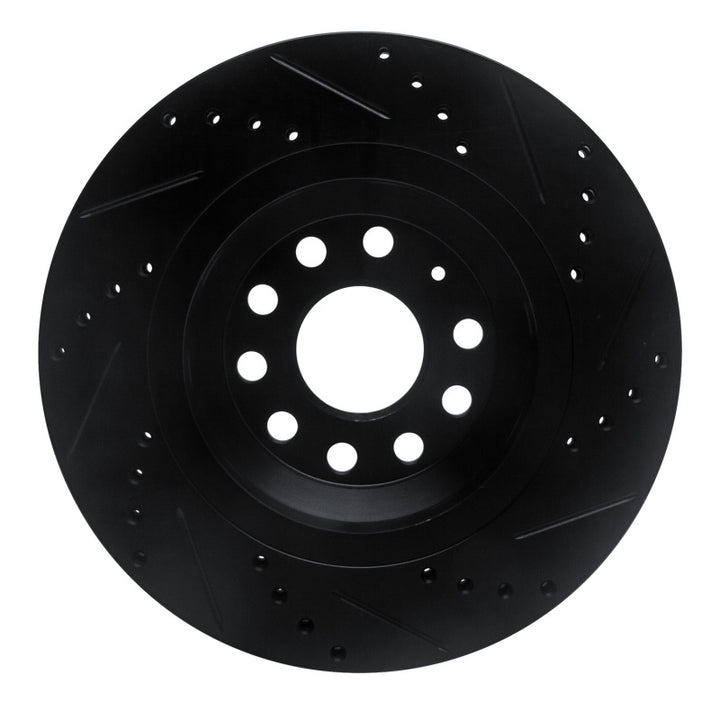R1 15-25 Volkswagen GTI Rear Left Drilled And Slotted Black Brake Rotor