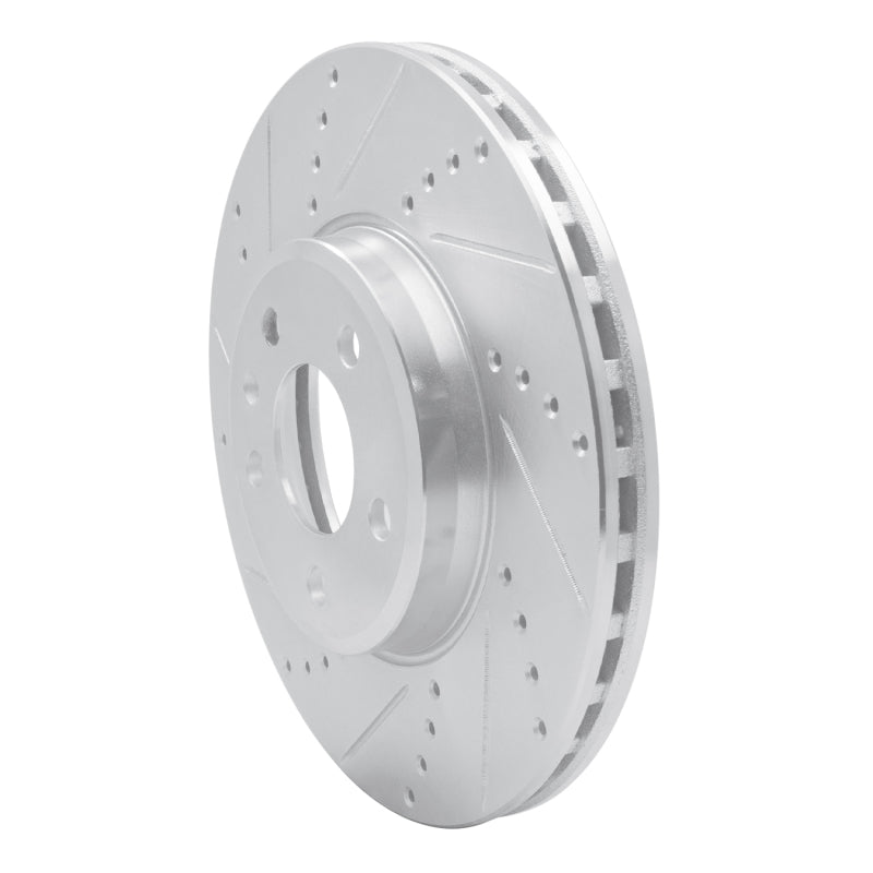 R1 Concepts eLine Silver Front Left Drilled & Slotted Brake Rotor - Audi A4 / A5 (B9) 2017-2025, image 3
