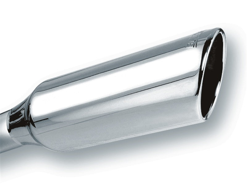Borla Embossed Exhaust Tip, 2.25in Inlet, 4in Round, Rolled Angle Cut - 12in Long